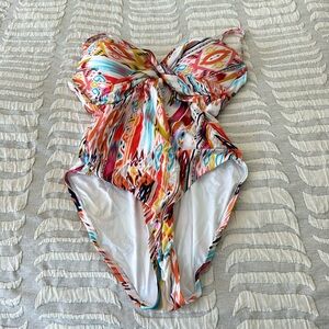 La Blanca Pink and Blue One Piece Swimsuit with Decorative Bow